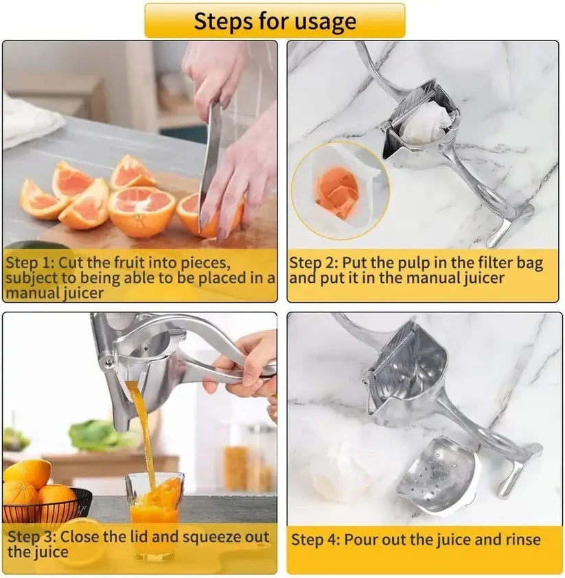 Silver Metal Manual Fruit Press Heavy Duty Single Press Juice Squeezer Large Size