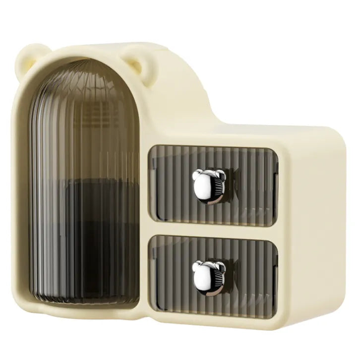Cute Bear Makeup Organizer – 360° Rotating Cosmetic Storage Box