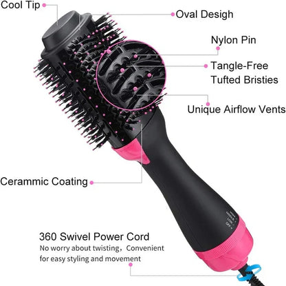 4-in-1 Hot Air Brush – Hair Dryer, Straightener, Curler & Volumizer