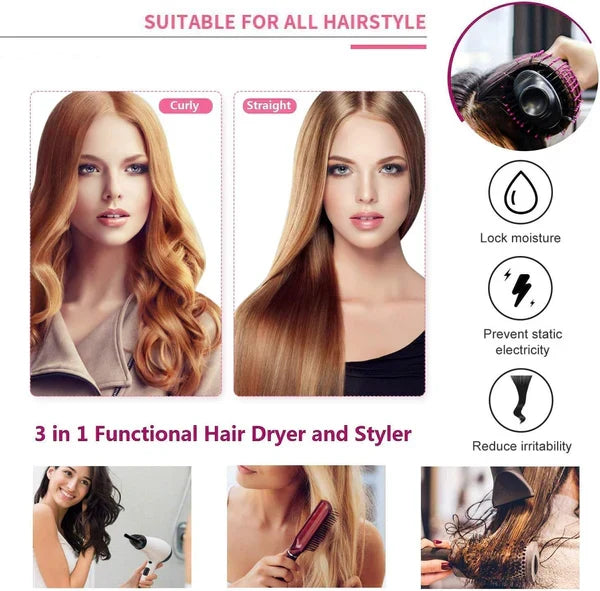 4-in-1 Hot Air Brush – Hair Dryer, Straightener, Curler & Volumizer