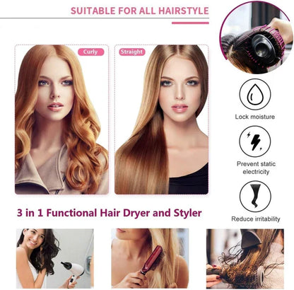 4-in-1 Hot Air Brush – Hair Dryer, Straightener, Curler & Volumizer