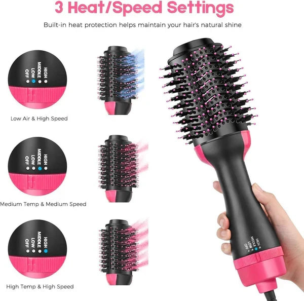 4-in-1 Hot Air Brush – Hair Dryer, Straightener, Curler & Volumizer