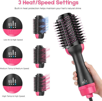 4-in-1 Hot Air Brush – Hair Dryer, Straightener, Curler & Volumizer