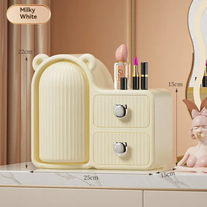 Cute Bear Makeup Organizer – 360° Rotating Cosmetic Storage Box