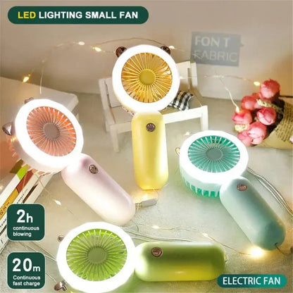 Rechargeable LED Light Mini Fan – Travel-Friendly Personal Cooling Fan
