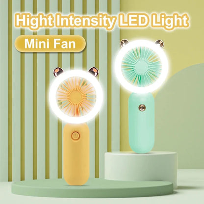 Rechargeable LED Light Mini Fan – Travel-Friendly Personal Cooling Fan