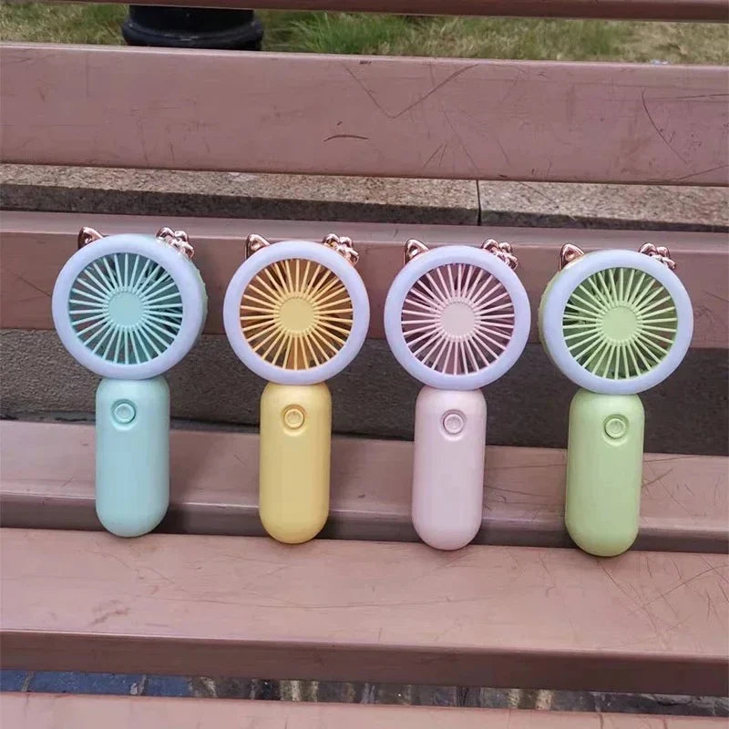 Rechargeable LED Light Mini Fan – Travel-Friendly Personal Cooling Fan