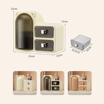 Cute Bear Makeup Organizer – 360° Rotating Cosmetic Storage Box