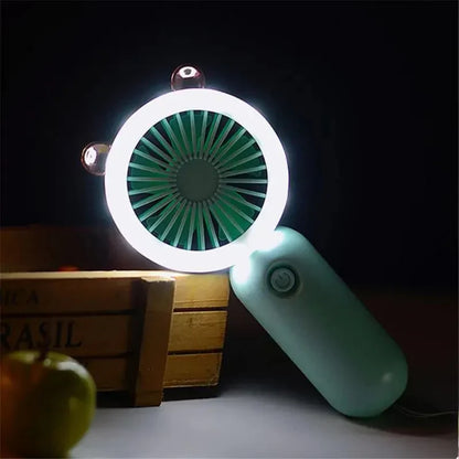 Rechargeable LED Light Mini Fan – Travel-Friendly Personal Cooling Fan
