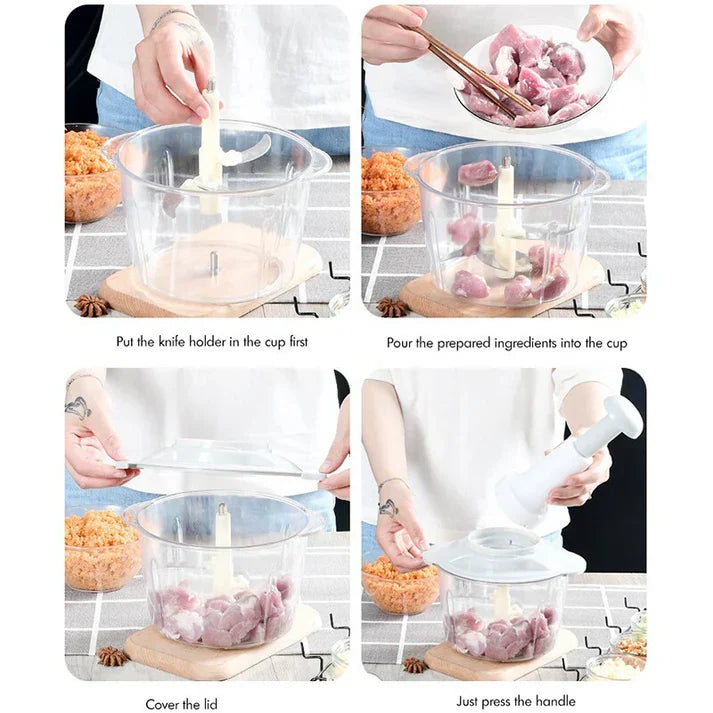 Manual Push Vegetable Chopper Mixer – 2L Capacity