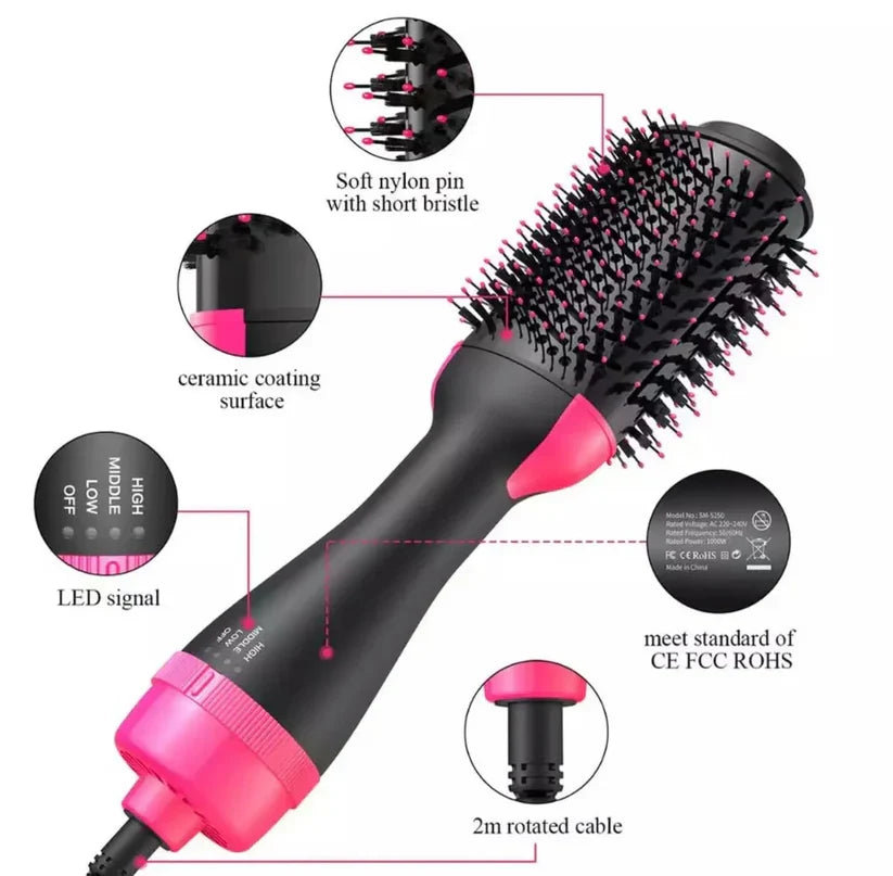 4-in-1 Hot Air Brush – Hair Dryer, Straightener, Curler & Volumizer